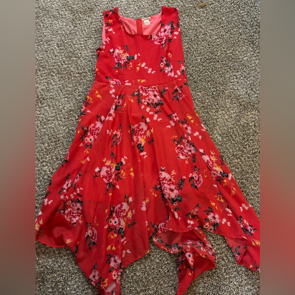 Red floral dress
